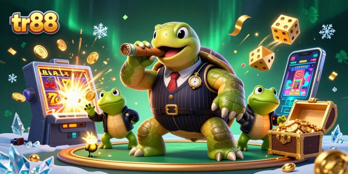 Experience vibrant gaming action with tr88’s slot adventure featuring a snapping turtle and bullfrog enforcers.