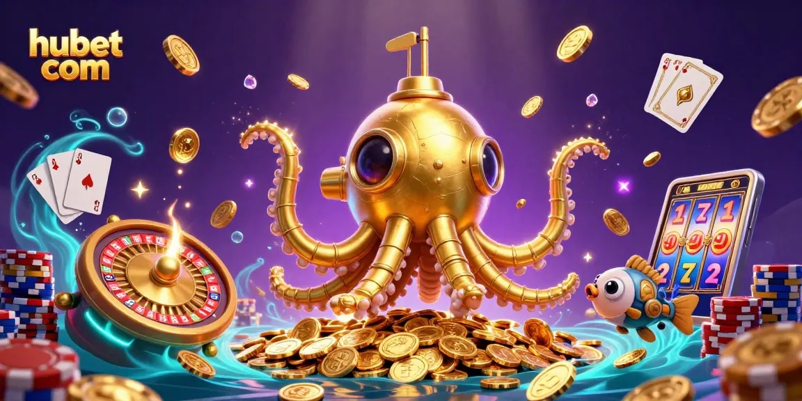 Experience thrilling gameplay at hubet com with the golden kraken in the casino scene.