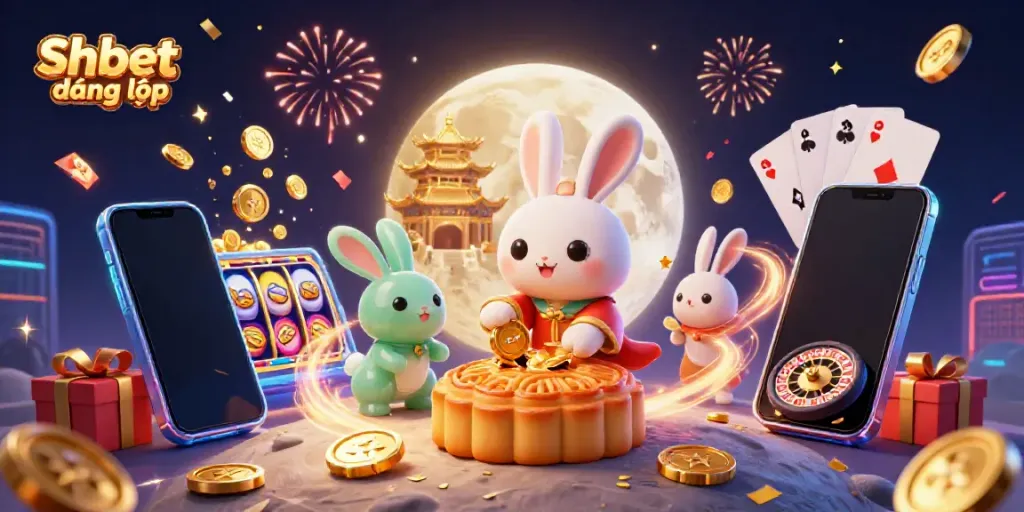 Engage with the thrilling world of Shbet đăng nhập featuring playful characters amid a vibrant casino scene.