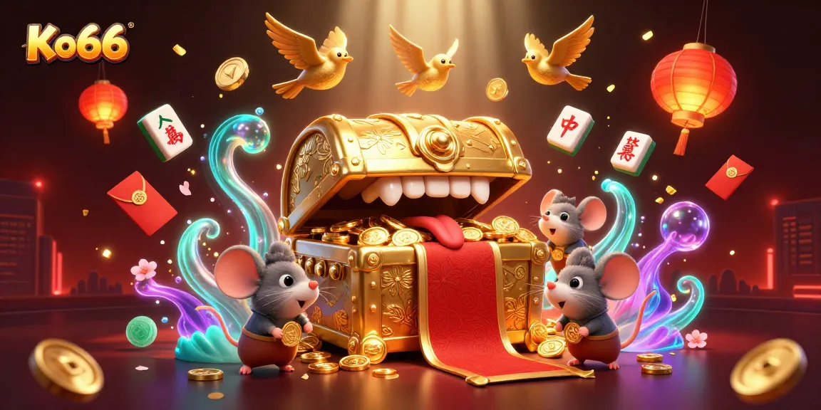 Engage with Ko66's thrilling adventures, featuring a treasure chest and dynamic gaming elements.