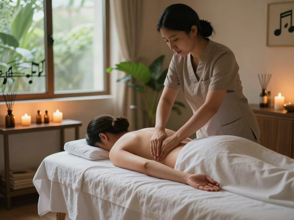 Experience 파주출장안마 in a serene massage therapy room for relaxation and well-being.