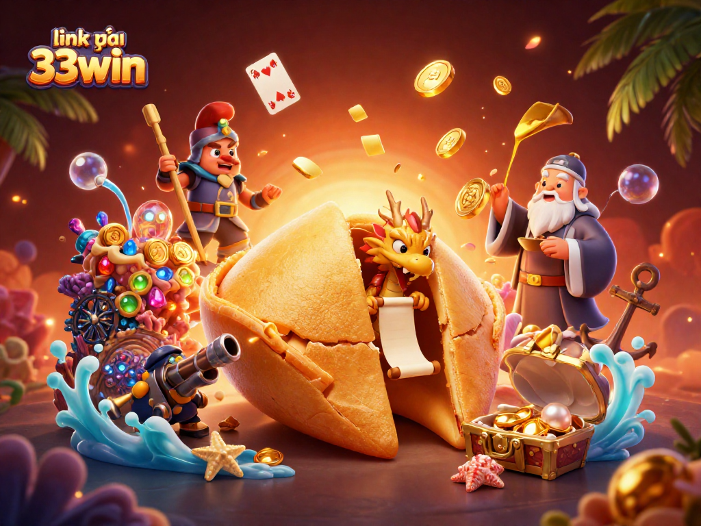 Engage with link vào 33win to uncover treasures in a vibrant 3D casino scene.