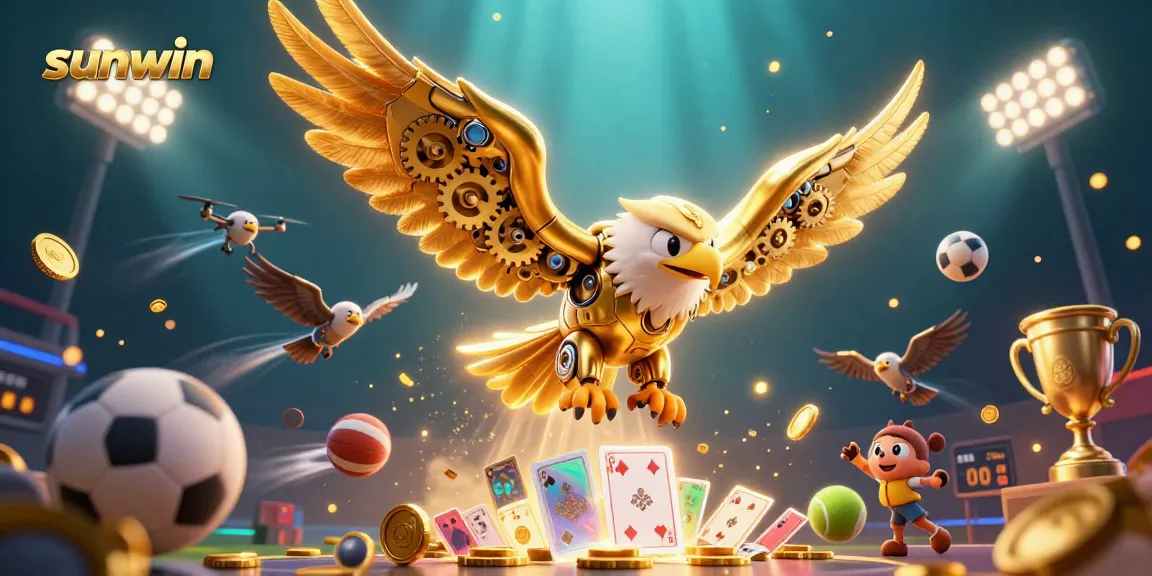 Engage with sunwin exciting sports betting experience, featuring a dynamic eagle amidst vibrant game elements.