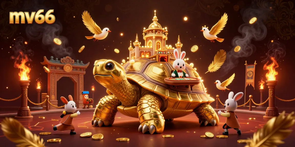 Experience the dynamic energy of mv66 with a golden tortoise casino scene filled with playful elements.