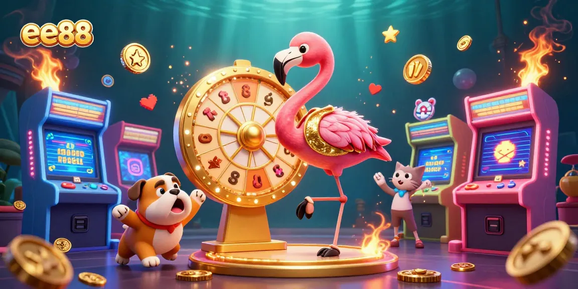 Experience the excitement at ee88 with a vibrant, colorful 3D casino gaming scene featuring engaging characters and interactive elements.