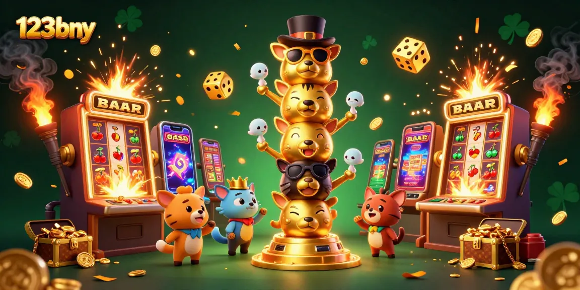 Play games with 123bny in a vibrant casino scene featuring a jackpot explosion.