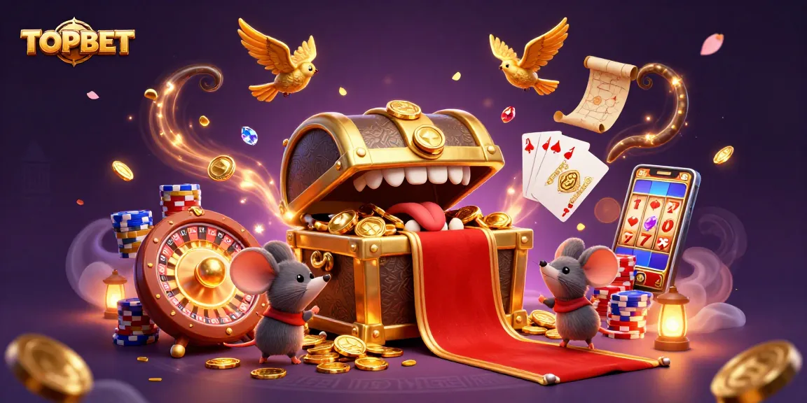 Experience the thrill of winning at TOPBET with a dynamic casino scene filled with excitement and prizes.