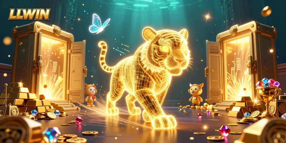 Experience the thrill of winning at LLWIN in this vibrant digital casino illustration.