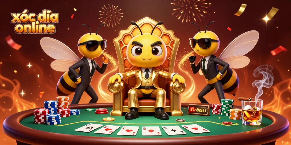 Play xóc đĩa online with thrilling casino elements surrounding a bumblebee mob boss.