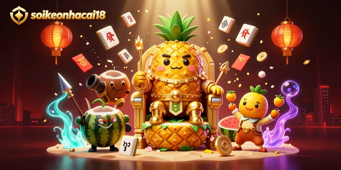 Experience thrilling gambling fun with soikeonhacai18 as pineapple king and friends rule the casino beach.